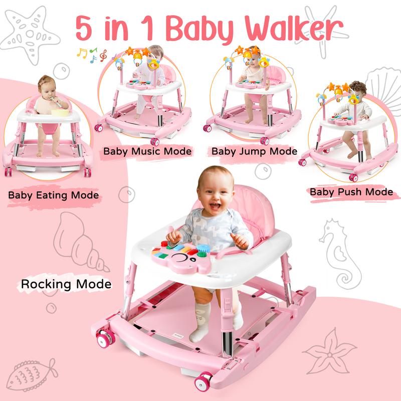 5-in-1 Baby Walker with Music Toy