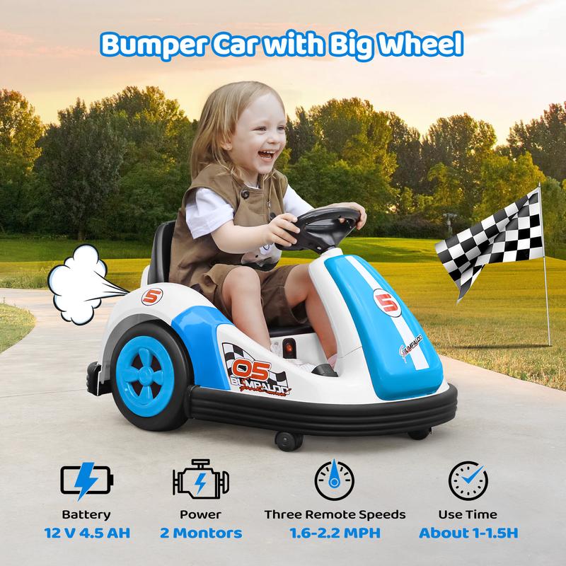 12V Kids Bumper Car with Big Wheel
