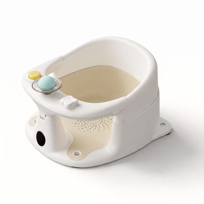 Toddler Chair with 3 Bath Toys Real-Time Thermometer Suction Cups Soft Cushion for Infant Bathtubs Playful Safety Essentials