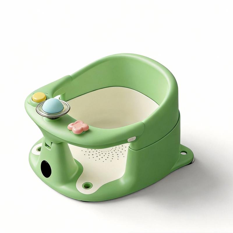 Toddler Chair with 3 Bath Toys Real-Time Thermometer Suction Cups Soft Cushion for Infant Bathtubs Playful Safety Essentials