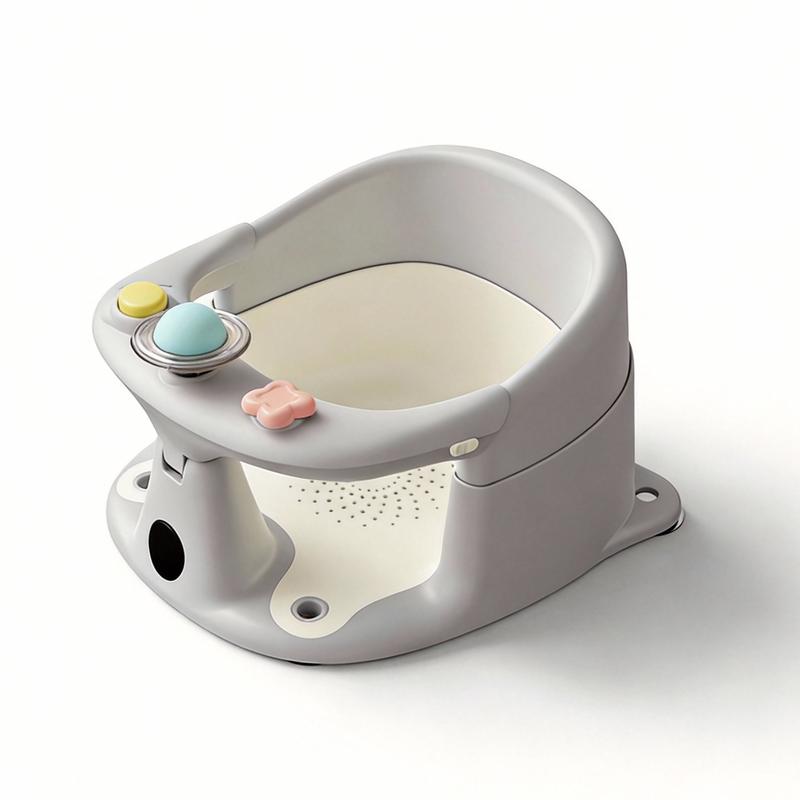 Toddler Chair with 3 Bath Toys Real-Time Thermometer Suction Cups Soft Cushion for Infant Bathtubs Playful Safety Essentials